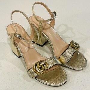 Gucci GG Gold Foil Block Heels